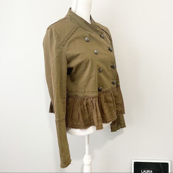 Free People green ruffled military jacket small - Picture 8 of 15